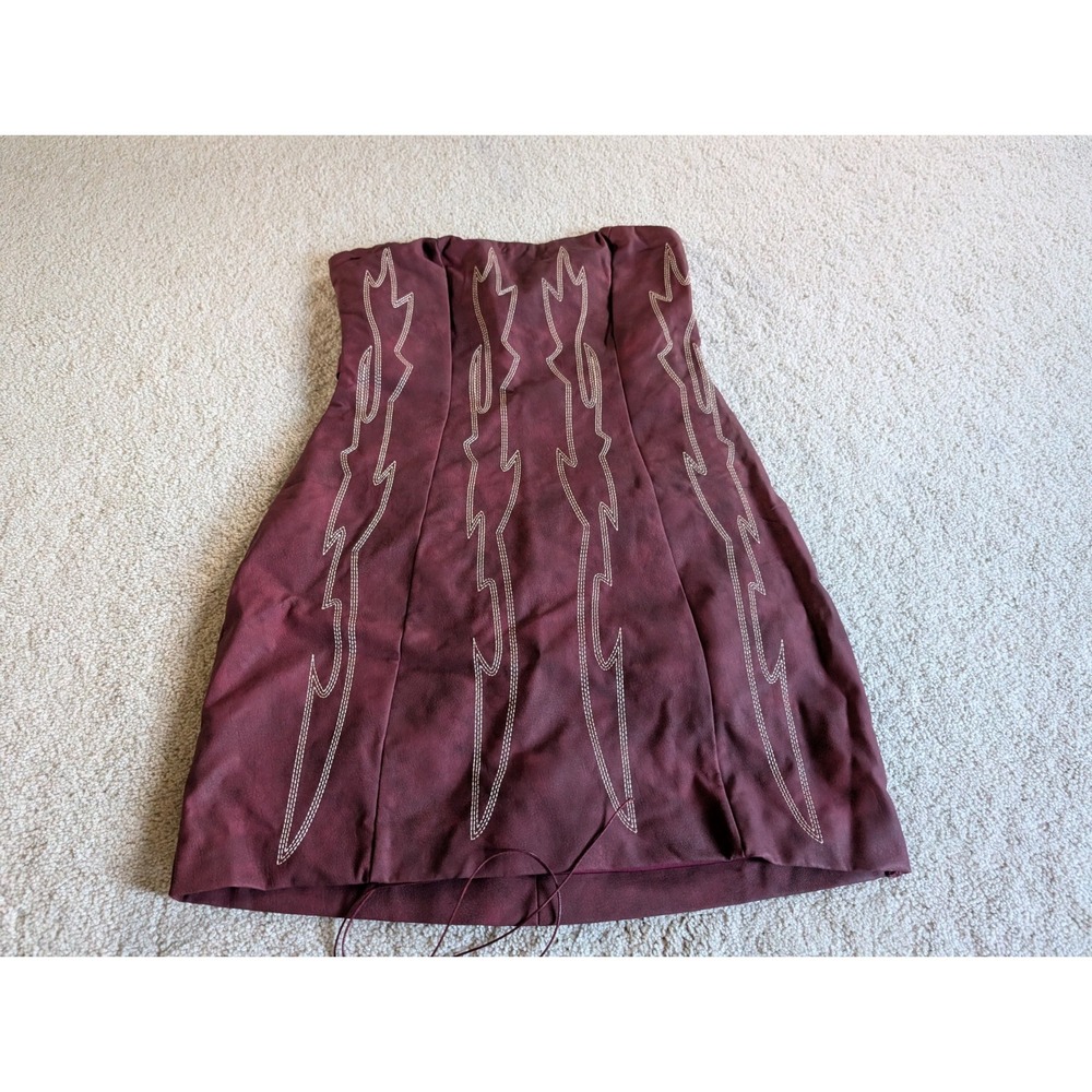 Tic Toc Arizona Western Style Embroidered Strapless Mini Dress Red Large NWT
